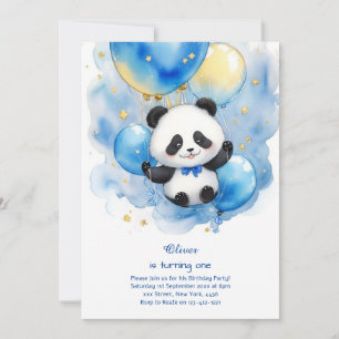 Panda First Birthday Invitation