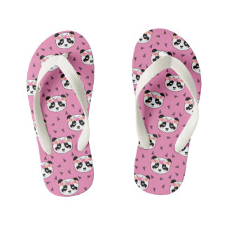 Panda Flowers Flips Flops - Cute girly flowers Kid's Thongs