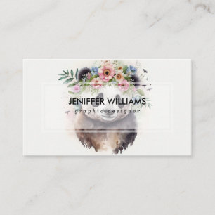 Panda Flowers Watercolor                     Business Card