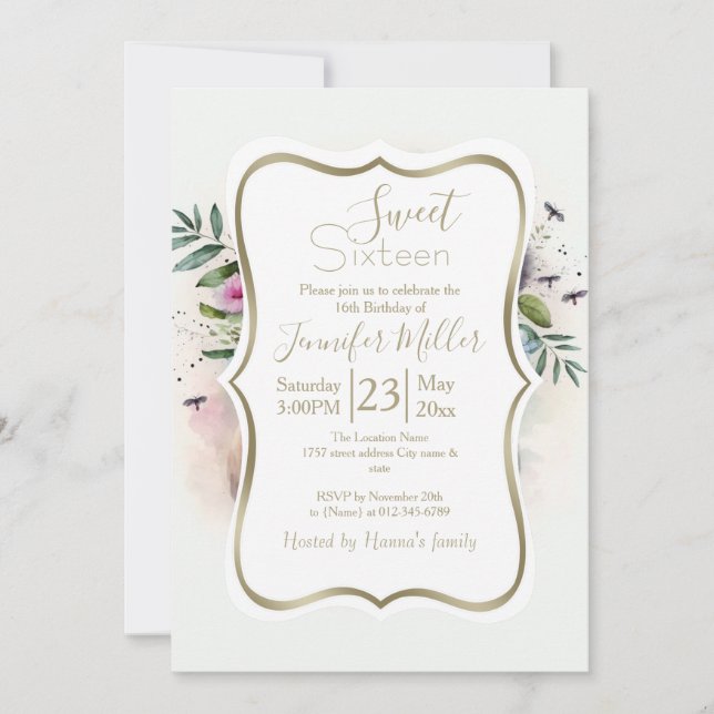 Panda Flowers Watercolor                           Invitation (Front)