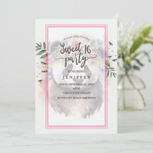 Panda Flowers Watercolor                           Invitation