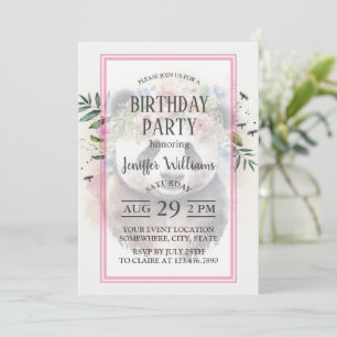 Panda Flowers Watercolor                    Invitation