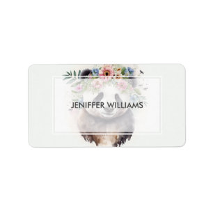 Panda Flowers Watercolor Label