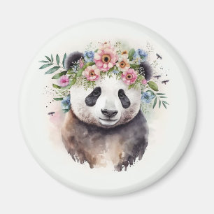 Panda Flowers Watercolor             Magnet