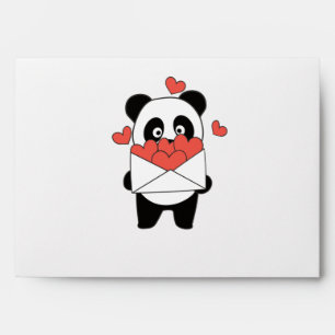 Panda For Valentine's Day Cute Animals With Hearts Envelope