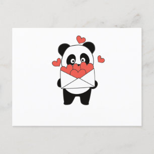 Panda For Valentine's Day Cute Animals With Hearts Postcard