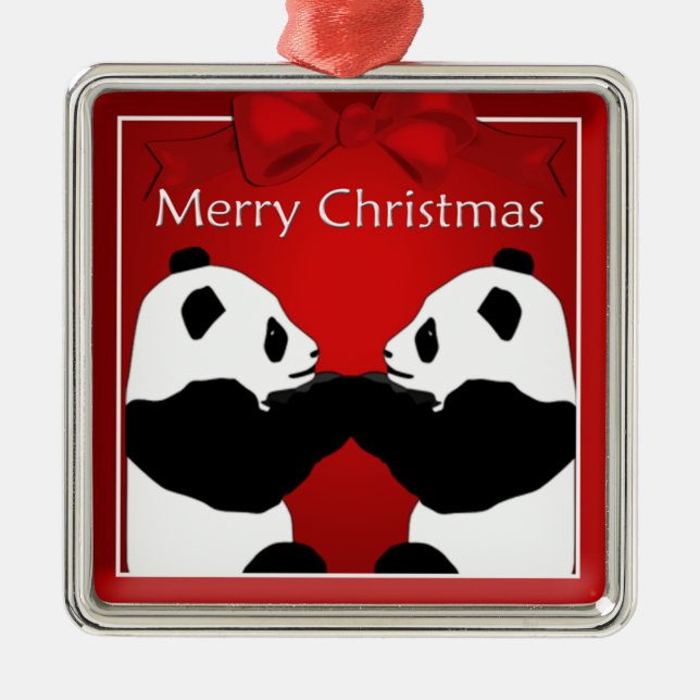 Panda Friends  Christmas Premium Ornament (Front)