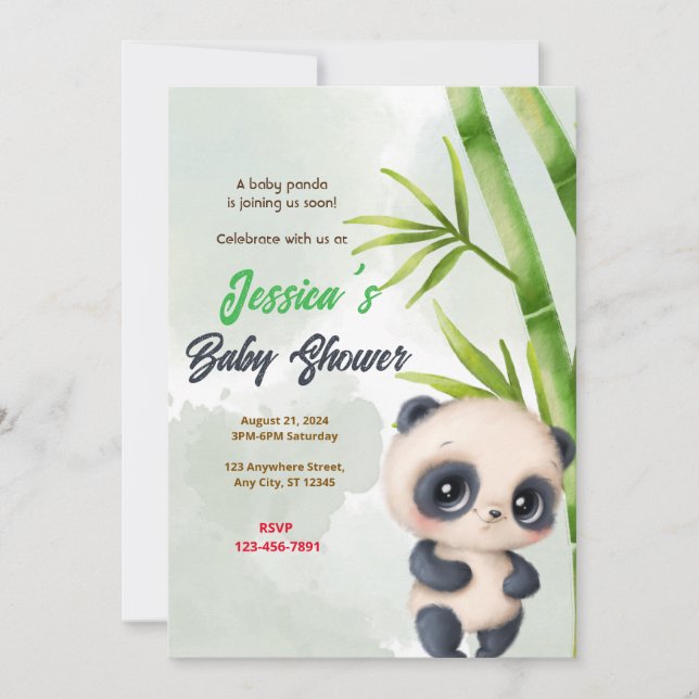 Panda Garden Baby Shower Invitation (Front)