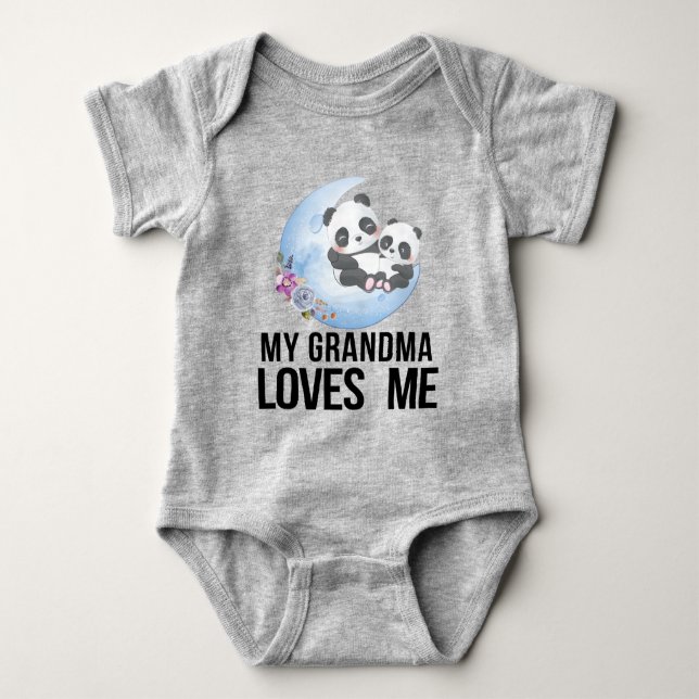 Panda 🐼 Gift for Grandchild - My Grandma Loves Me Baby Bodysuit (Front)