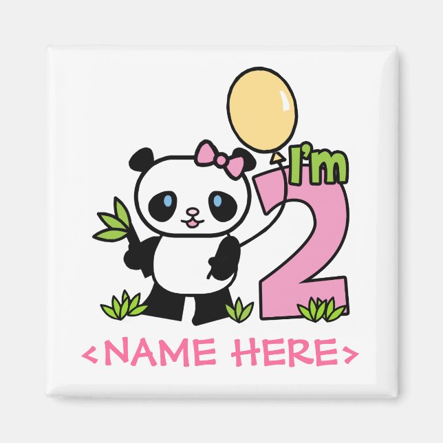 Panda Girl 2nd Birthday Magnet (Front)