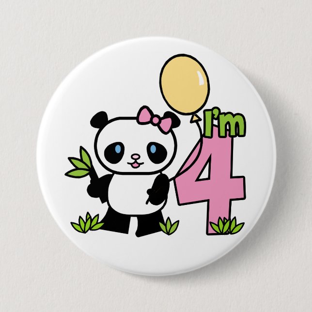 Panda Girl 4th Birthday 7.5 Cm Round Badge (Front)