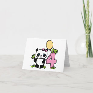 Panda Girl 4th Birthday Fill-in Invitation