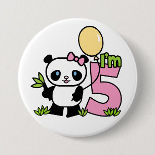 Panda Girl 6th Birthday 7.5 Cm Round Badge