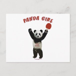 Panda Girl Ping Pong Postcard