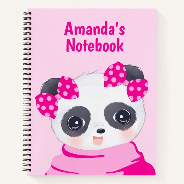 Panda Girl Pink Notebook (Front)