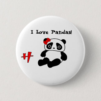 Panda, h, I Love Pandas! - Customised 6 Cm Round Badge