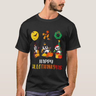 Panda Halloween Christmas Happy Hallothanksmas Pan T-Shirt