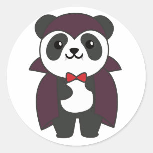 Panda Halloween Cute Devil Kids Vampire Costume Cl Classic Round Sticker