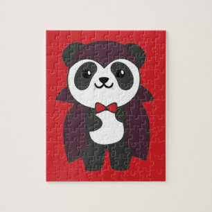 Panda Halloween Cute Devil Kids Vampire Costume Ji Jigsaw Puzzle