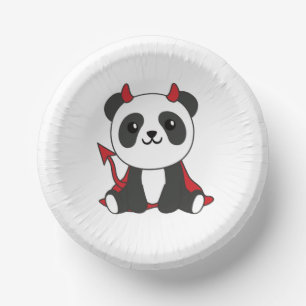 Panda Halloween Cute Devil Kids Witches Costume Paper Plate