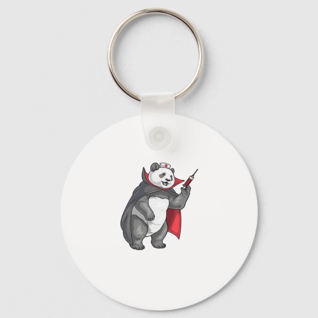 Panda Halloween Vampire Nurse Oversized T-Shirt Key Ring (Front)