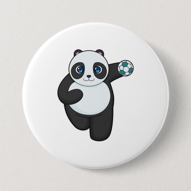 Panda Handball player Handball 7.5 Cm Round Badge (Front)