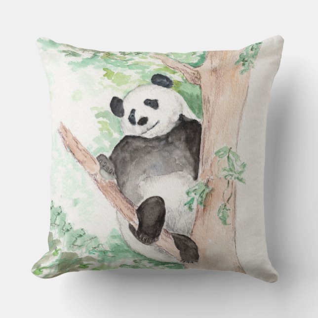 Panda, Hanging Out Throw Pillow (Front)