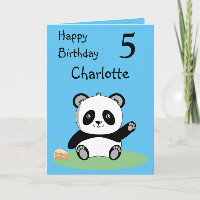Panda Happy Birthday Folded Greeting Card (Front)