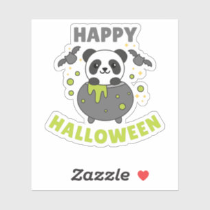 Panda Happy Halloween Cauldron Bat