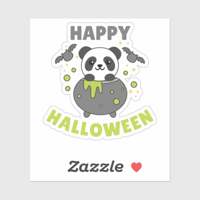 Panda Happy Halloween Cauldron Bat (Sheet)