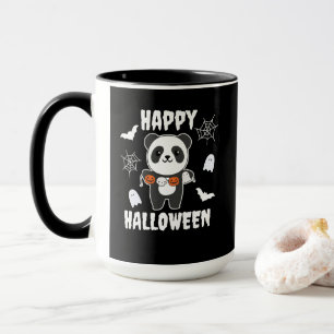 Panda Happy Halloween Pumpkin Bat Costume Mug