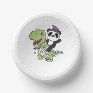 Panda Happy Halloween T-rex Mummy Costume Paper Plate