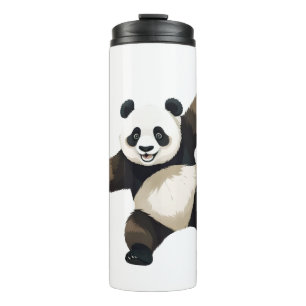 Panda Happy Playful Fun Jumping In The Air Forest Thermal Tumbler