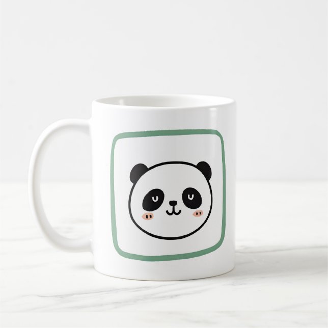 Panda head minimalist graphic icon coffee mug (Left)