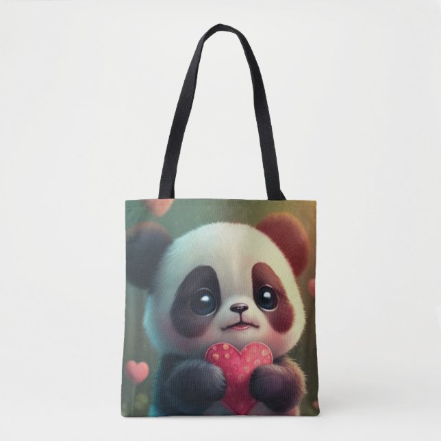 Panda Heart (2 faced):  Tote Bag (Front)