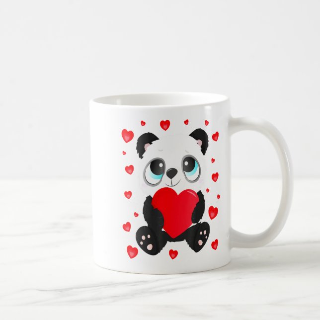 Panda Heart Valentines Day Girls Kids Women Bear L Coffee Mug (Right)