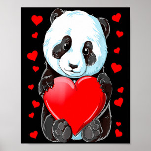 Panda Heart Valentines Day Girls Kids Women Bear S Poster