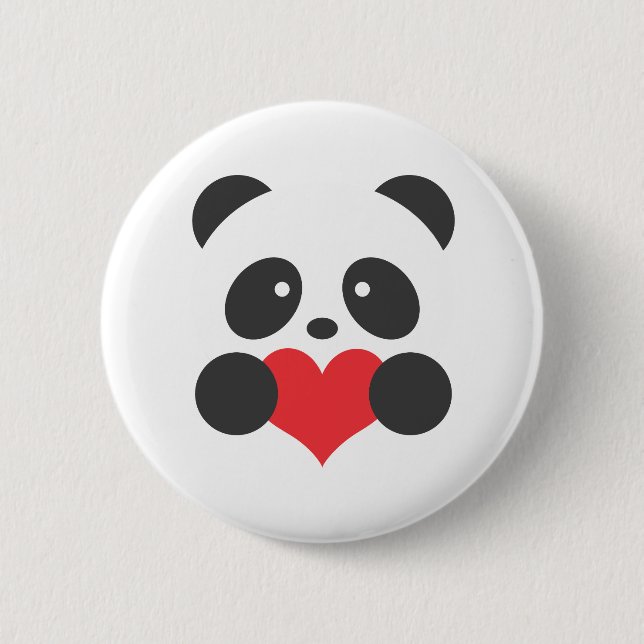 Panda holding a heart button (Front)