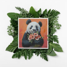 Panda holding flowers, customisable