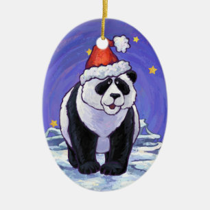 Panda Holiday Ceramic Tree Decoration