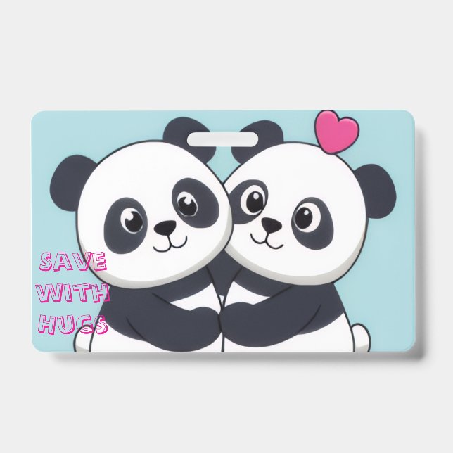 Panda Hug Budget Notebook – Cute Planner for Savin ID Badge (Front)