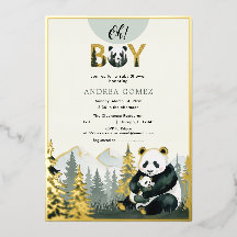 Panda Hug Foil Invitation