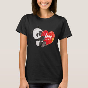 Panda Hugging Heart Love Cute Panda Bear Lover Val T-Shirt
