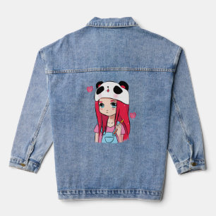 Panda Hugs & Crimson Dreams Denim Jacket