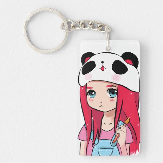 Panda Hugs & Crimson Dreams Key Ring (Front)