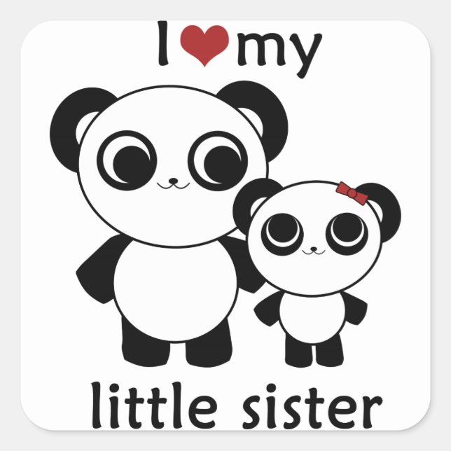 Panda - I love my little sister - sticker (Front)