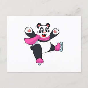 Panda Ice skating Ice skates Postcard