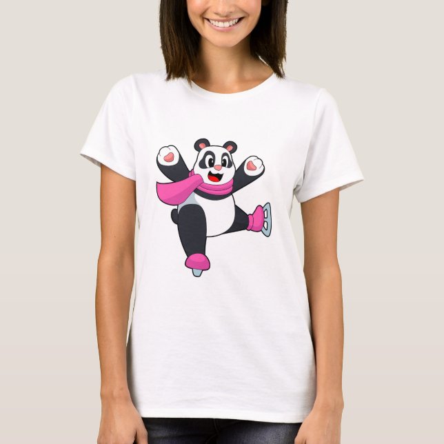 Panda Ice skating Ice skates T-Shirt (Front)
