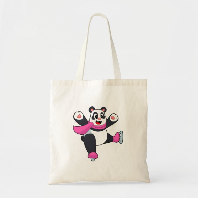 Panda Ice skating Ice skates Tote Bag (Front)