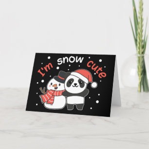 Panda I'm Snow Cute Snowman Snow Pun Holiday Card